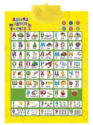 Звуковой плакат "АЗБУКА ЗВУКИ И СЧЕТ" (произношение букв, алфавит, счёт) (арт. ЗП-2699)