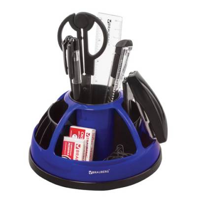 Самсон Канцелярский набор BRAUBERG, 10 предметов, вращ. конструкция, черно-синий, 231930