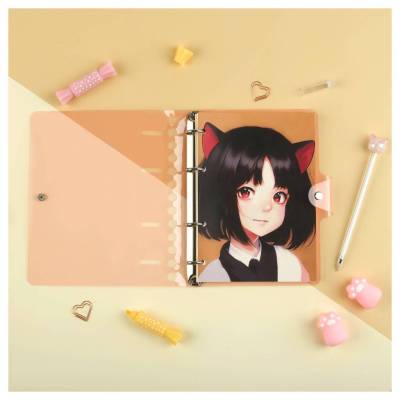 КанцРЦ Тетрадь на кольцах 120л., А5, клетка MESHU "Neko", с пластиковой обложкой