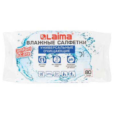 Самсон Салфетки влажные 80 шт, УНИВЕРСАЛЬНЫЕ, очищающие для всей семьи, LAIMA, 128080