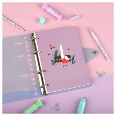 КанцРЦ Тетрадь на кольцах 120л., А5, клетка MESHU "Quack-Quack", с пластиковой обложкой