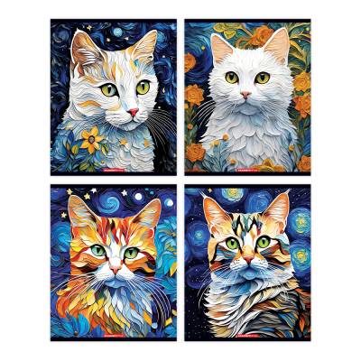 Тетрадь 48л скр А5 кл Коты Ван Гога 15066/4-EAC с доп пластик обл