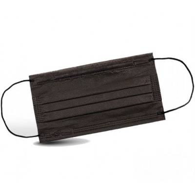 Самсон Маски одноразовые КОМПЛЕКТ 50 штук, 3-х слойные, черные, SANITERRA