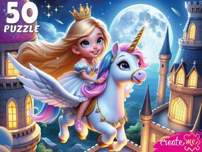 Купить ПАЗЛЫ 50 элементов. ПОЛЁТ НА ЕДИНОРОГЕ (арт. УК50-0220) в БУКВАЕШКА