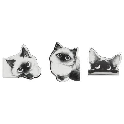 Закладки магнитные для книг, 3шт., MESHU "Cats", матовая ламинация, соф-тач