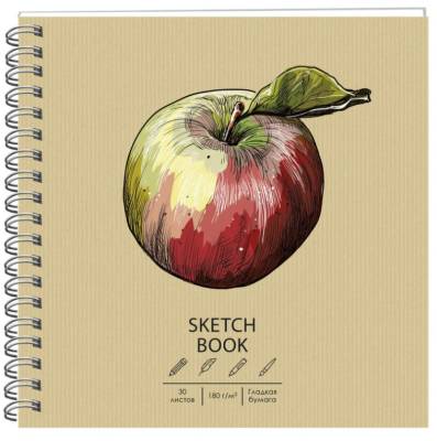 КанцЭксмо Скетчбук (190х190) 30л. DRAFT and CRAFT. Apple, евроспираль