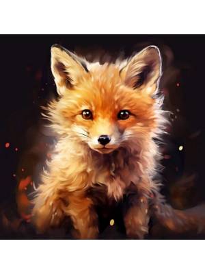 РыжКот Холст с красками 30х30 см по номерам (20цв) "Малыши" Маленькая лисица (арт. Х-6334)