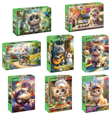 Купить Пазл картонный КОШАЧЬИ ЗАБАВЫ, 260 элементов АССОРТИ, 220х330мм в БУКВАЕШКА