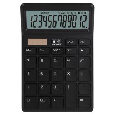 Самсон Калькулятор настольный BRAUBERG (153х103 мм), 12 разрядов, двойное питание, цвет черный,2729