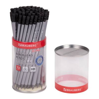 Самсон Карандаш чернографитный BRAUBERG "ULTRA", 1 шт., HB, с ластиком, пластиковый, 181711