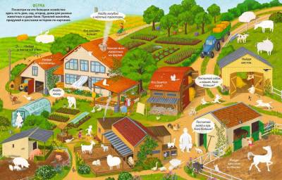 Виммельбух с наклейками. На ферме