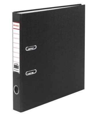 Папка-регистратор BRAUBERG с покрытием из ПВХ, 50 мм, черная (удвоенный срок службы), 220886