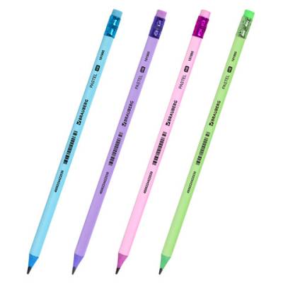 Самсон Карандаш чернографитный BRAUBERG с ластиком, HB, трехгранный, пластиковый, 181995