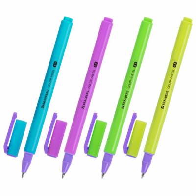Самсон Ручка гелевая BRAUBERG COLOR NEON, ЧЕРНАЯ, корпус ассорти, узел 0,5мм, линия 0,35мм, 144120