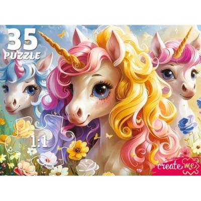 Купить ПАЗЛЫ 35 элементов. ТРИ  ЕДИНОРОГА (Арт. Ф35-2000) в БУКВАЕШКА