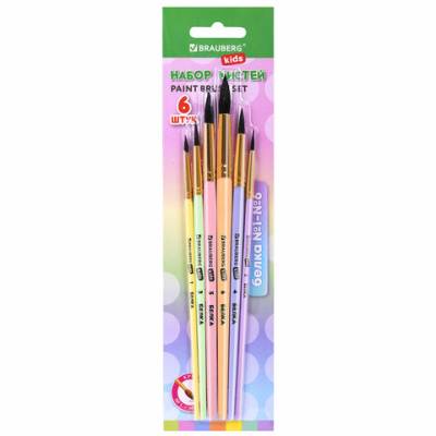 Самсон Кисти БЕЛКА набор 6 шт. (круглые № 1,2,3,4,5,6), блистер, BRAUBERG KIDS, 201083