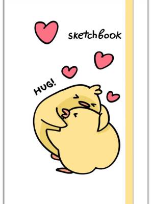Скетчбук А5 80л. Обнимашки, 7БЦ, матовая ламинация, скругленные углы, резинка. Бумага Iv