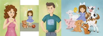 Мама, папа и малыш. Домашние животные. Книжки - задвижки.