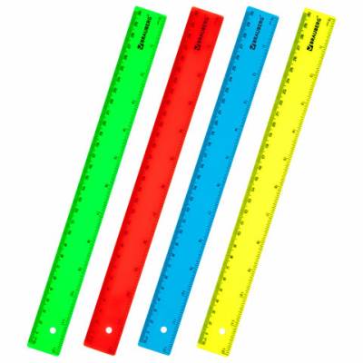 Самсон Линейка пластик 30 см BRAUBERG, непрозрачная, неоновая, ассорти, 210839